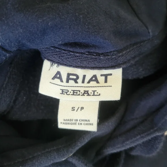 ARIAT REAL Hoodie Womens Navy Blue/Serape Logo Womens Size Small - Picture 5 of 6